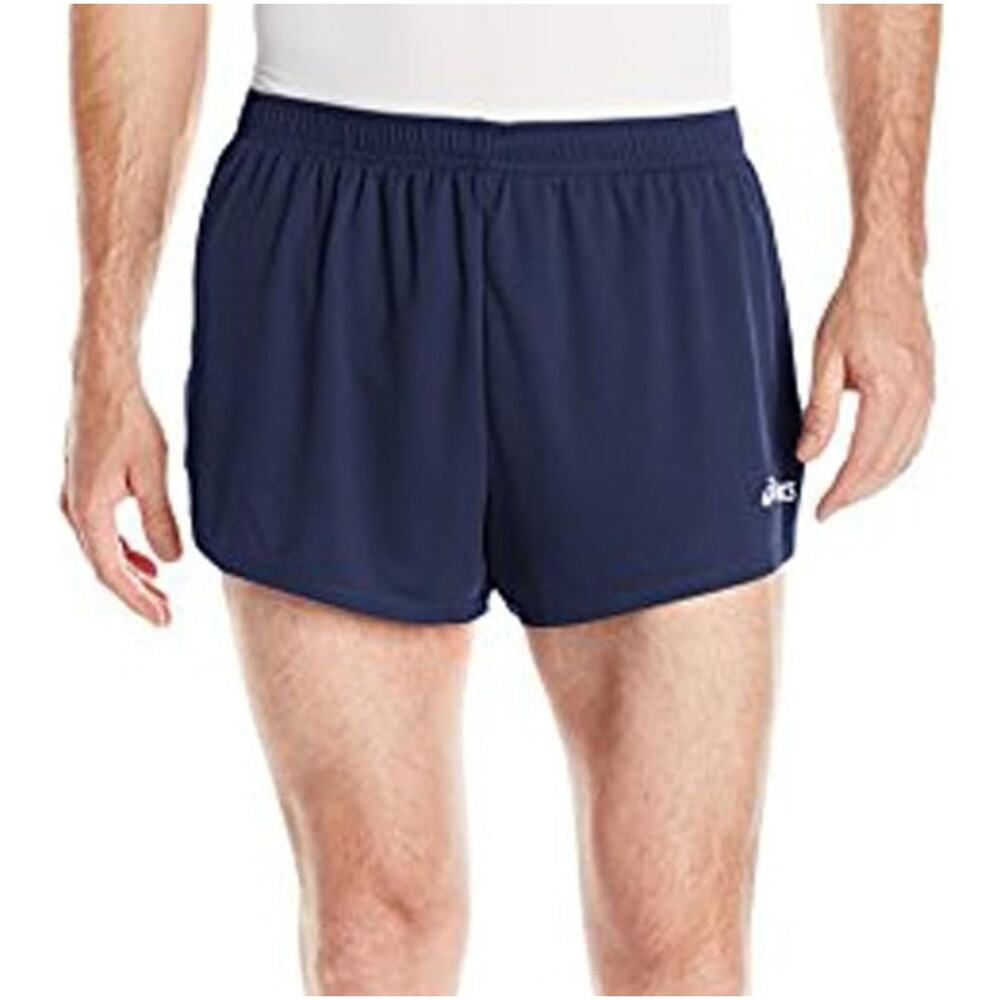 ASICS mens Break Through Split Short, Navy Blue/ White, Size Medium